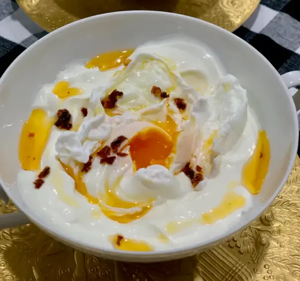 Cilbir - Turkish Poached Eggs Over Garlic Yogurt