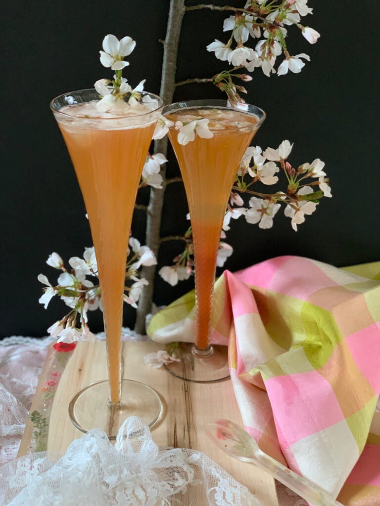 Cherry Blossom Cocktail - Sake Prosecco & Cherry Blossom Syrup