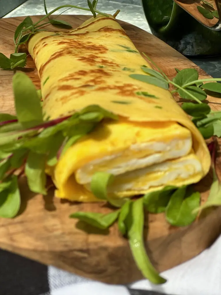 Cheese Omelette Wrapped In A Savory Herb Crepe