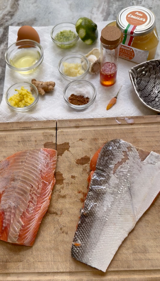 Ingredients For Salmon Croquettes with Chili Honey