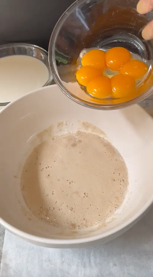 Egg Yolks Added To The Yeast Mixture