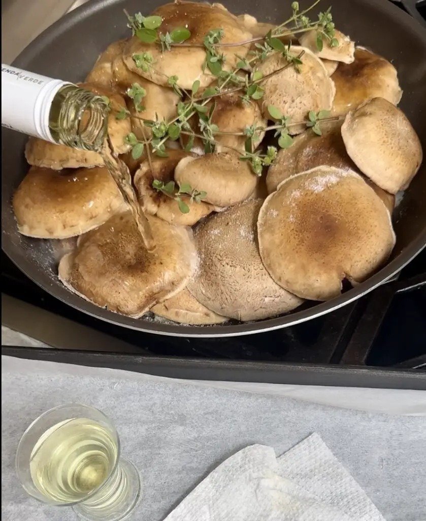 Wine and Fresh Herbs Infuse The Shiitake With Delicate Flavor