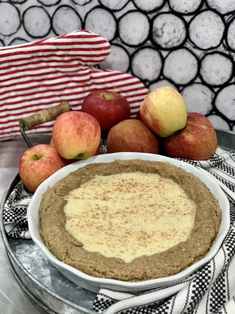 Autumn Spiced Applesauce Custard Pie With Oat And Nut Crust