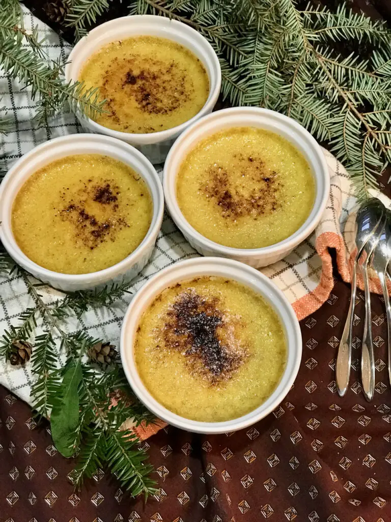 Winter Forest Creme Brulee with Sage and Juniper 
