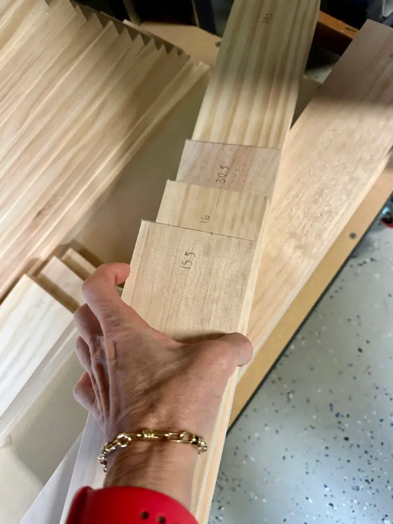 Wood Slats Are Cut In Incremental Lengths