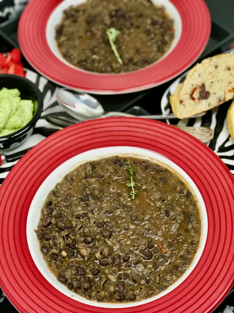 Black Bean Soup With Black Rice 