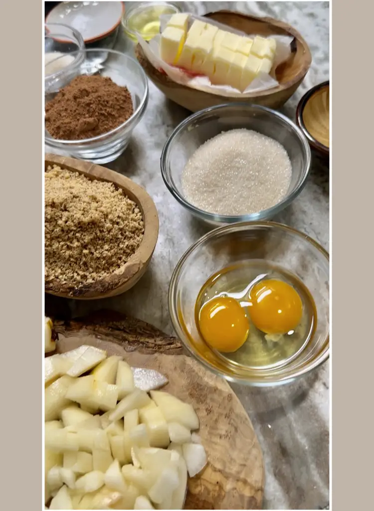Ingredients For A Chocolate Crusted Pear Hazelnut Tart
