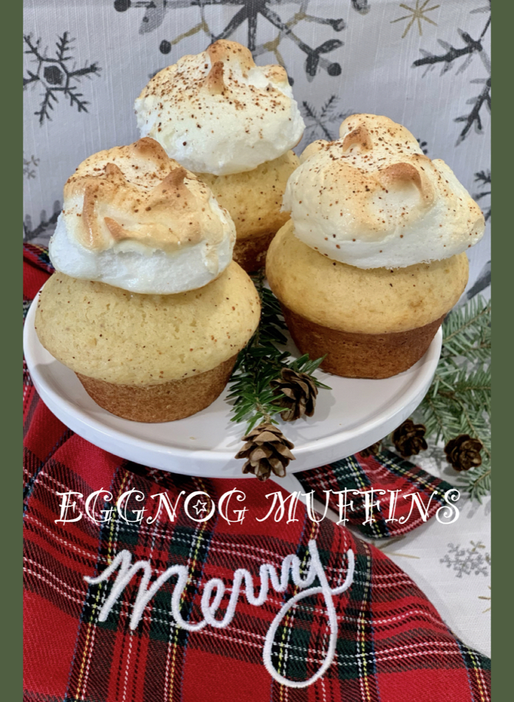 Holiday Eggnog Muffins with Meringue Tops
