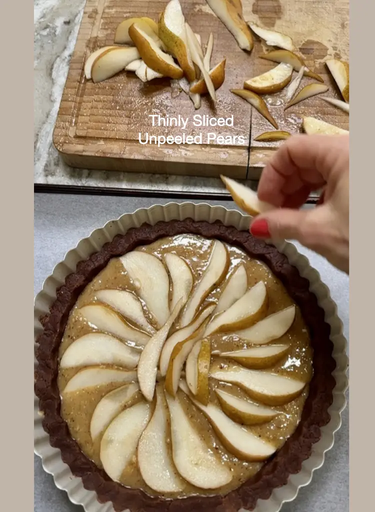 Thinly Sliced Bosc Pears To Top The Pear Tart