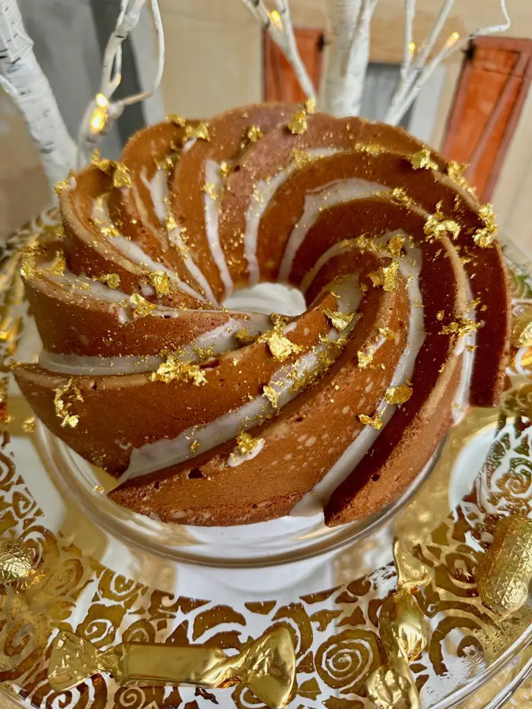 New Year Vasilopita Good Luck Cake With Gold And A Gold Coin Inside