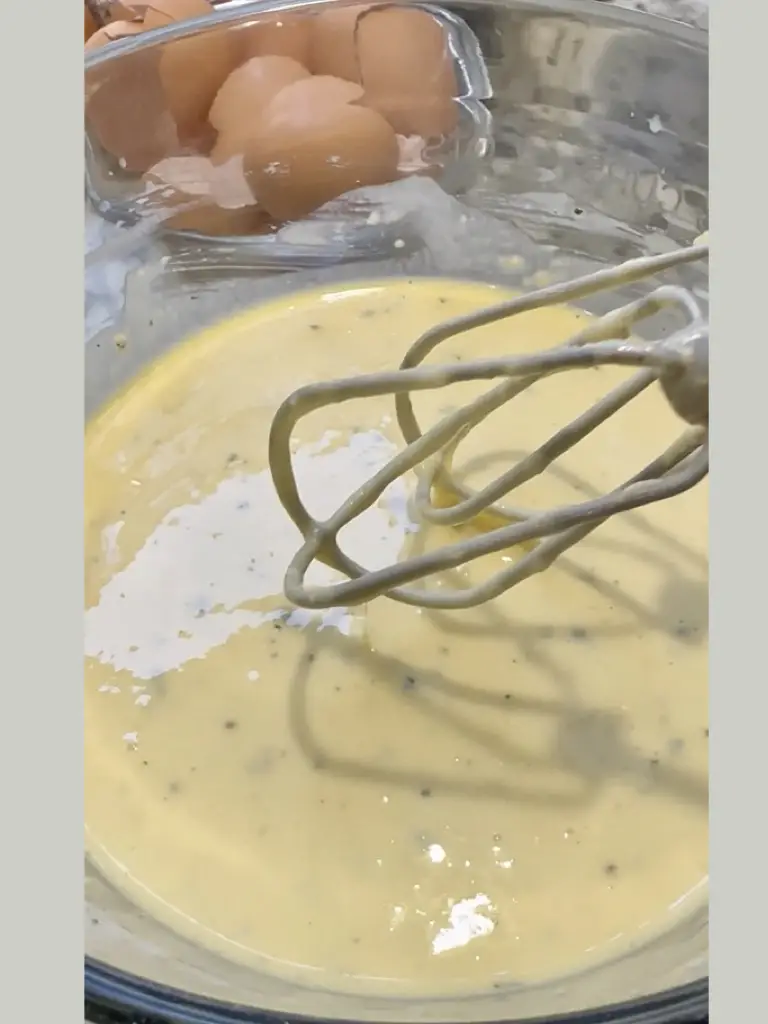 Egg Milk Flour And Butter Ingredients Whisk To A Thick Creamy Batter