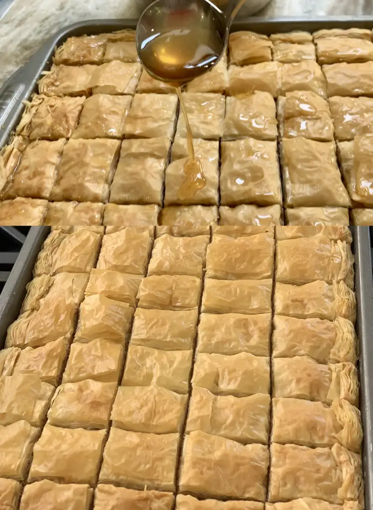 Baklava Pour Of Hot Homemade Syrup