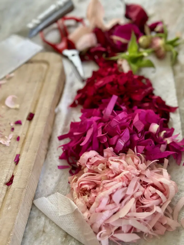 Fresh Roses Finely Chopped To Top The Mini Baklava Tarts