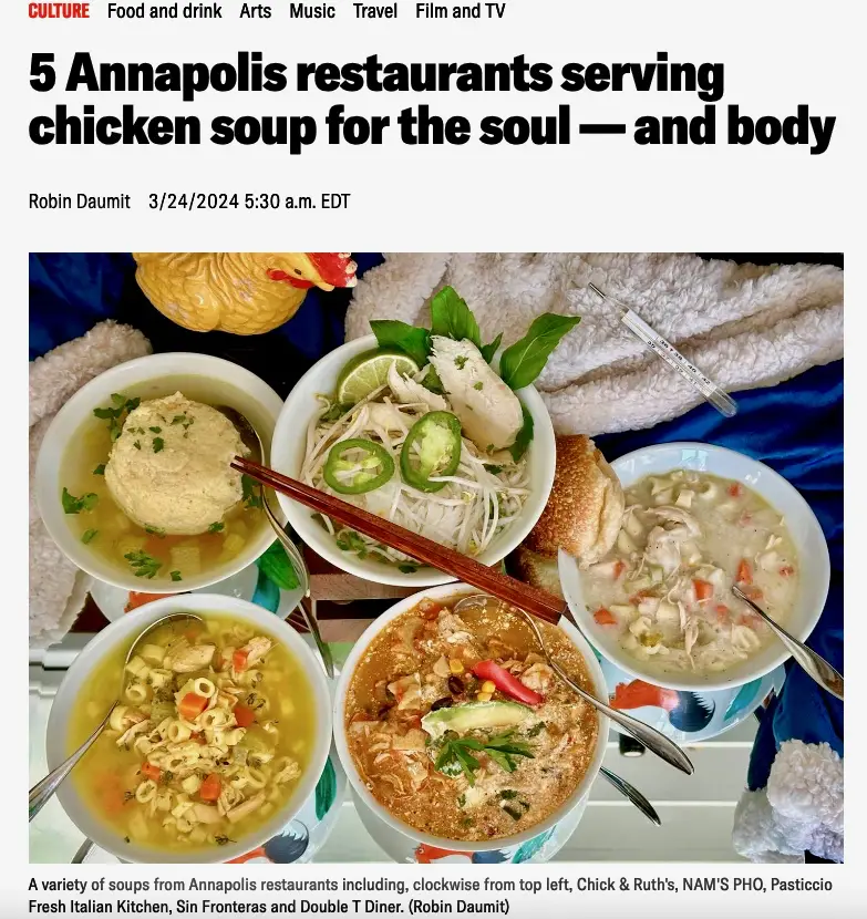 5 Annapolis Restaurants Serving Chicken Soup For The Soul And Body