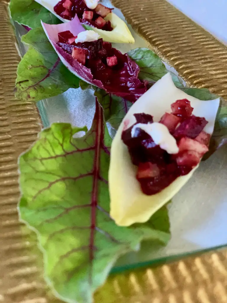 Beet and Agrodolce In Endive Leaves