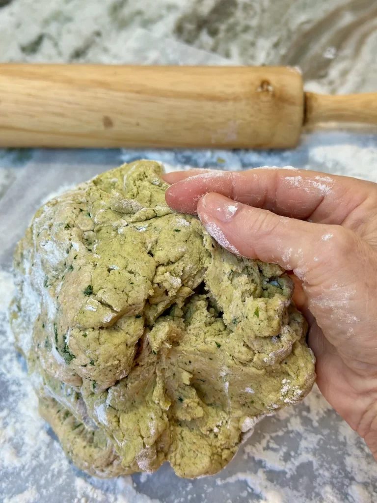 Nasturtium Leaf Scone Dough Is Easy To Work With