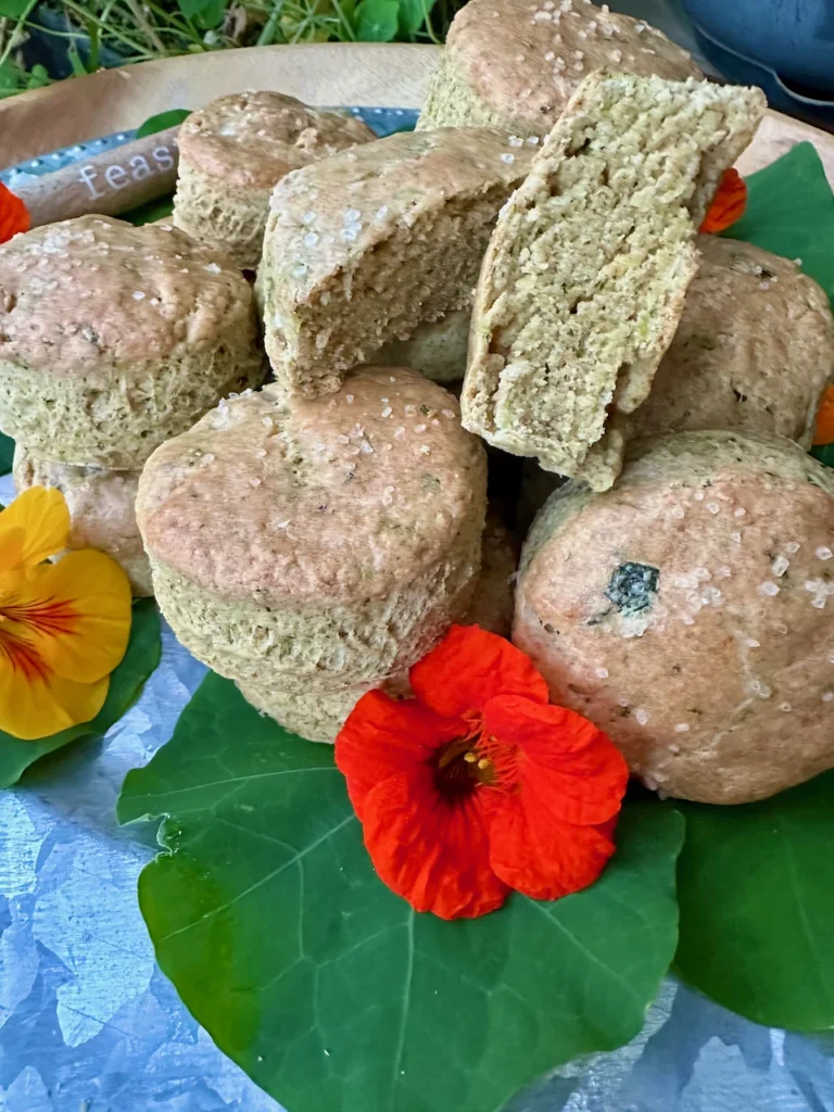 Cheesy Savory Nasturtium Leaf Scones