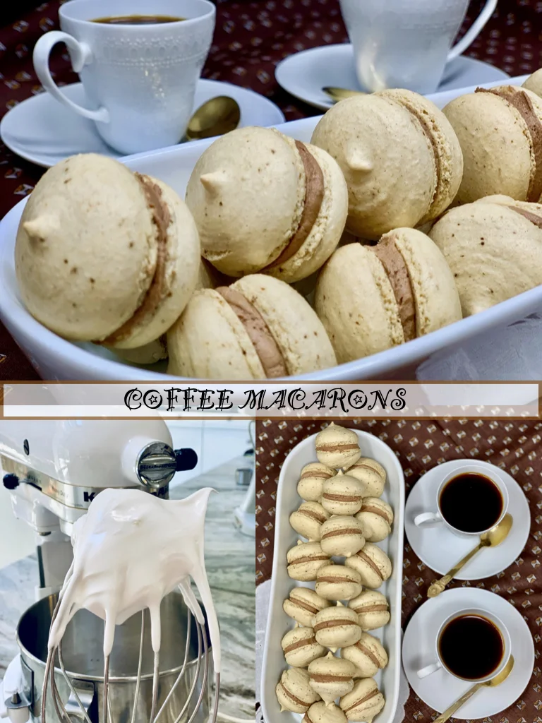 Coffee and Cacao Macarons with Whipped Egg Whites and Almond Flour