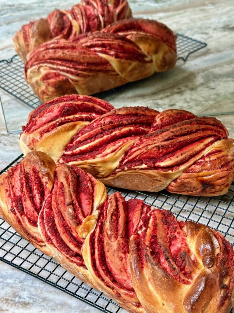 Carrot and Beetroot Halva Babka Bread - Twisted and Baked