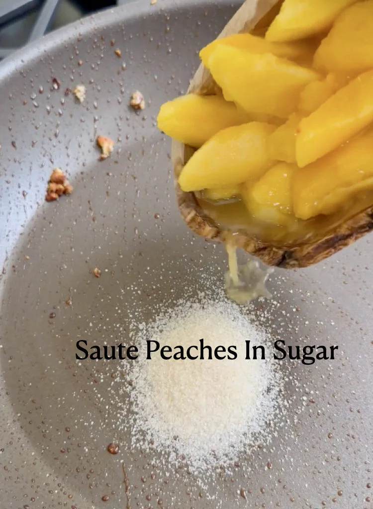 Caramelizing Peaches And Natural Peach Juice With A Little Sugar