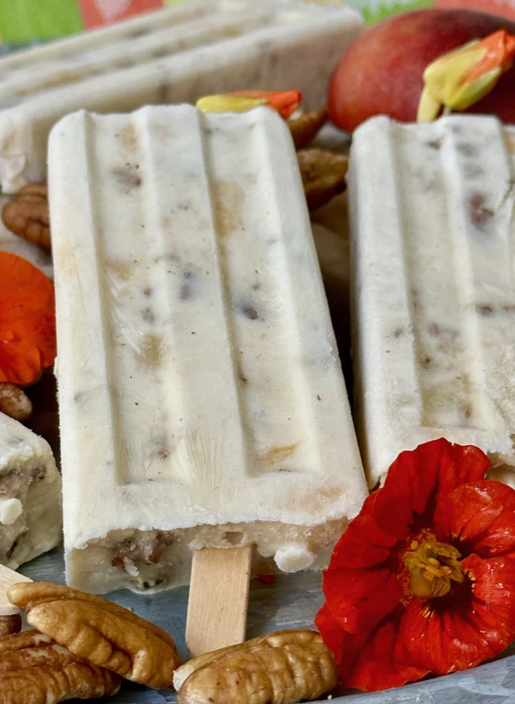 Creamy Peach Pecan Bourbon Popsicles For Hot Summer Days