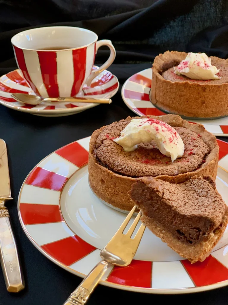 Nut Crusted Pie With A Silky Chocolate Custard Filling