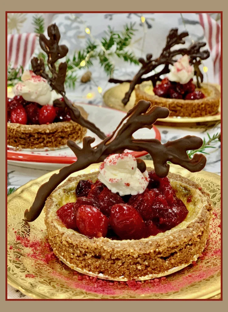 Cranberry Grape Compote Over A Whimsical Holiday Cheese Cake