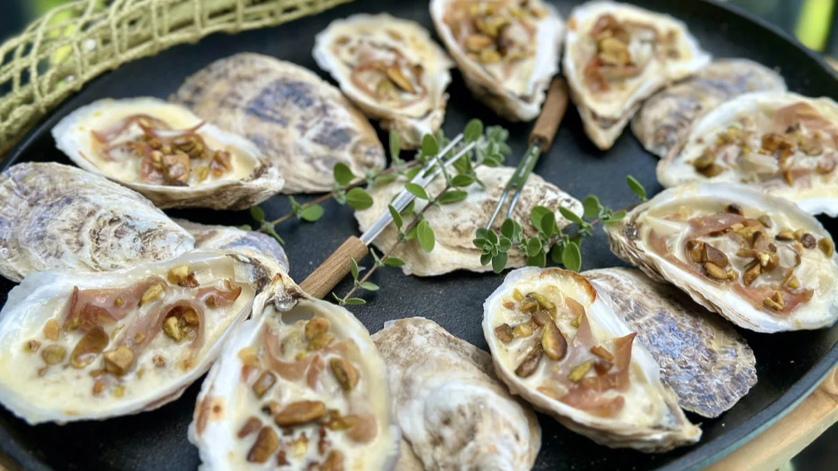 Roasted Oysters On The Half Shell In Champagne Sauce