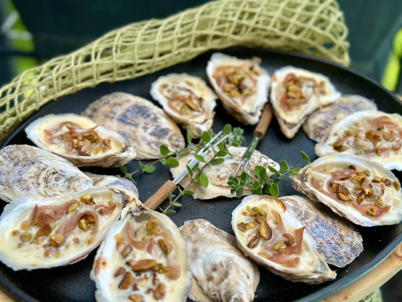 Roasted Oysters On The Half Shell In Champagne Sauce