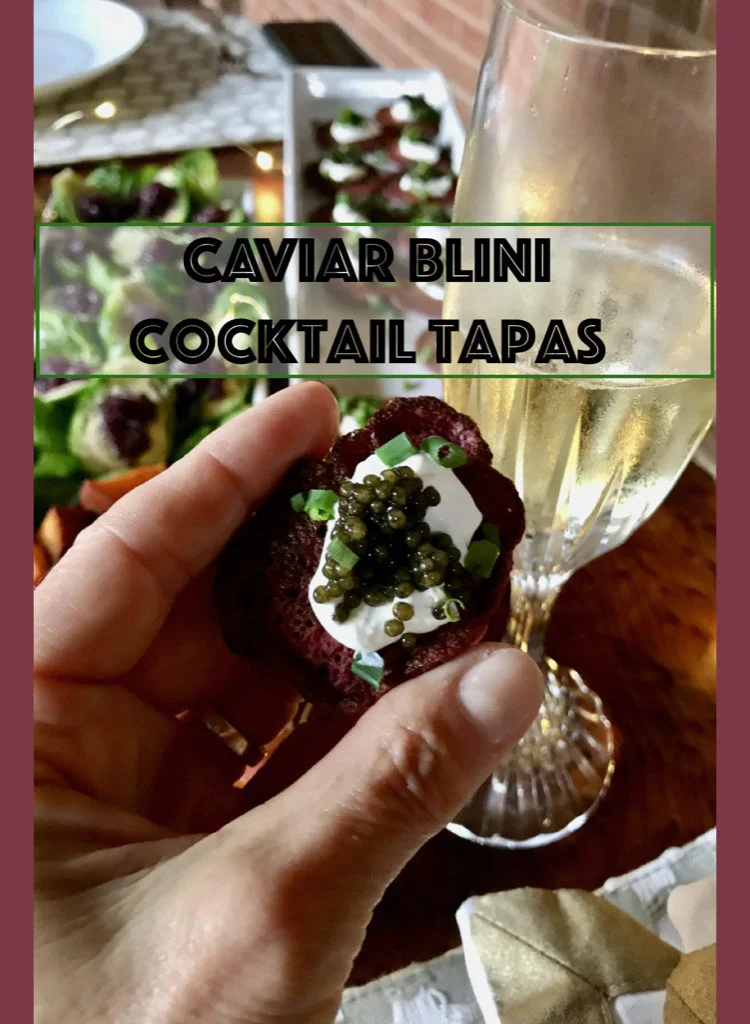 Festive Appetizers Of Caviar Over Blini - Mini Pancakes
