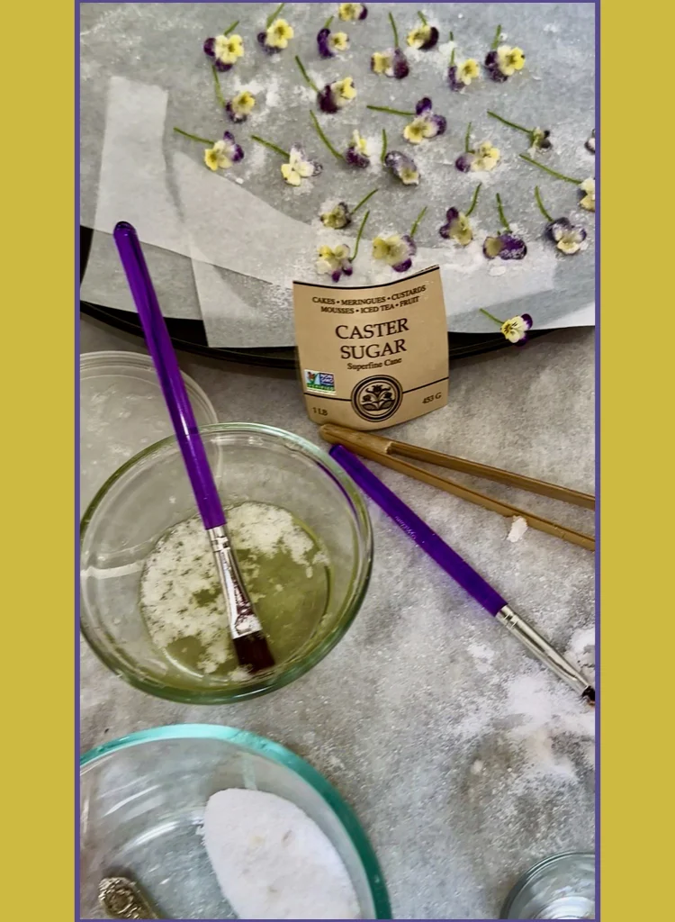 Simple Ingredients and Tools For Making Candied Edible Flower Petals