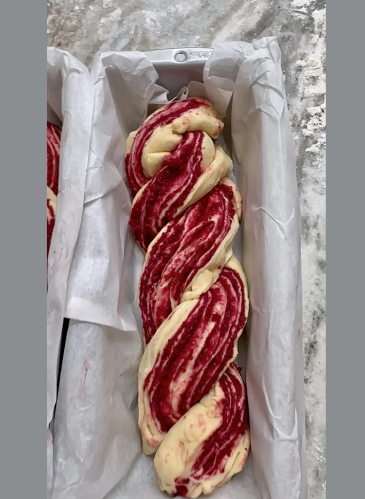 Babka Twisted and Into The Pan To Bake