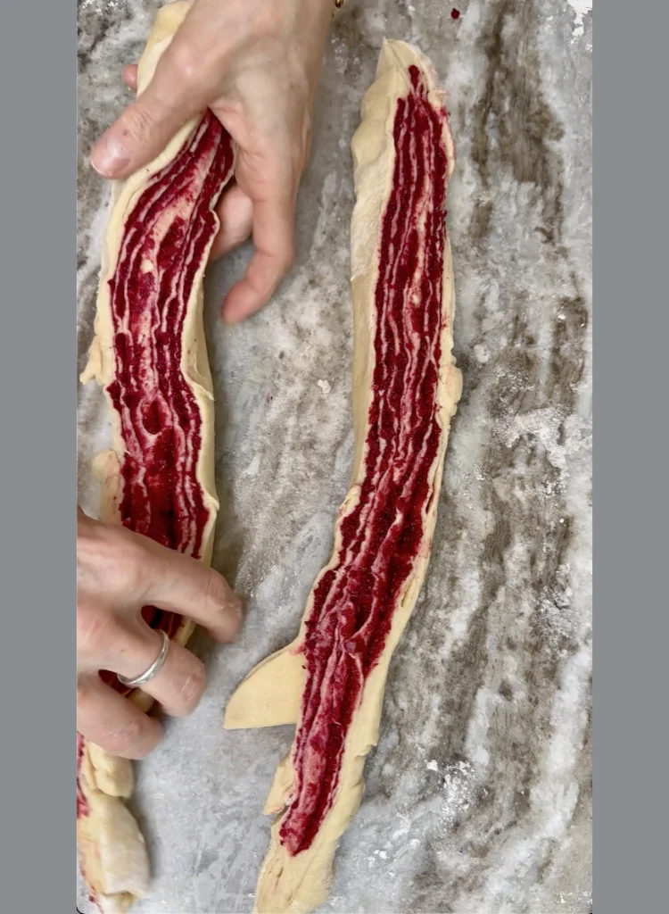 Exposing The Layers Inside The Babka Before Twisting Exposes The Drama