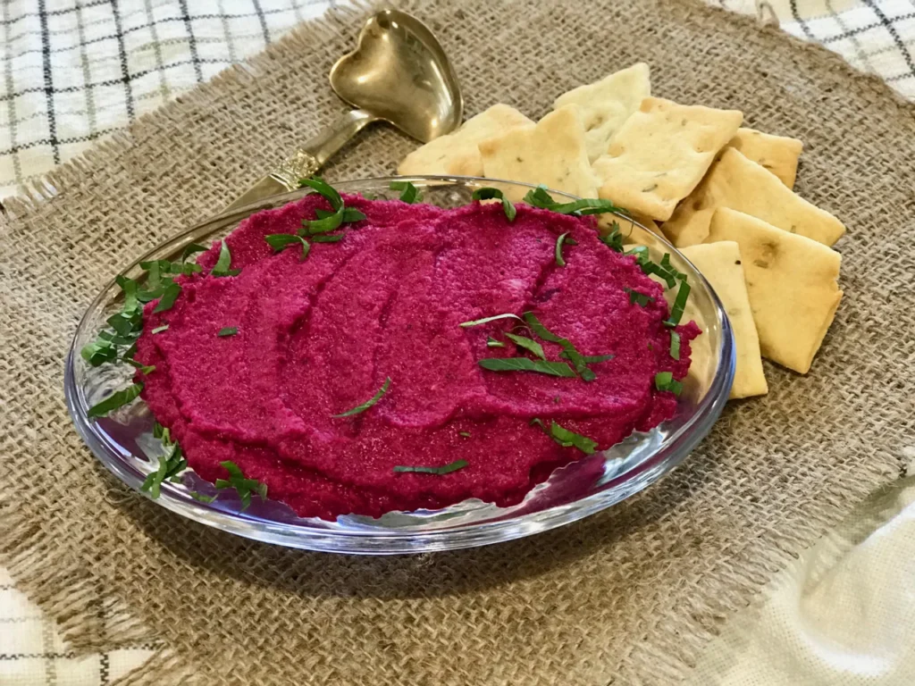 Mediterranean Beet Hummus - A Vibrant Healthy Pink Appetizer