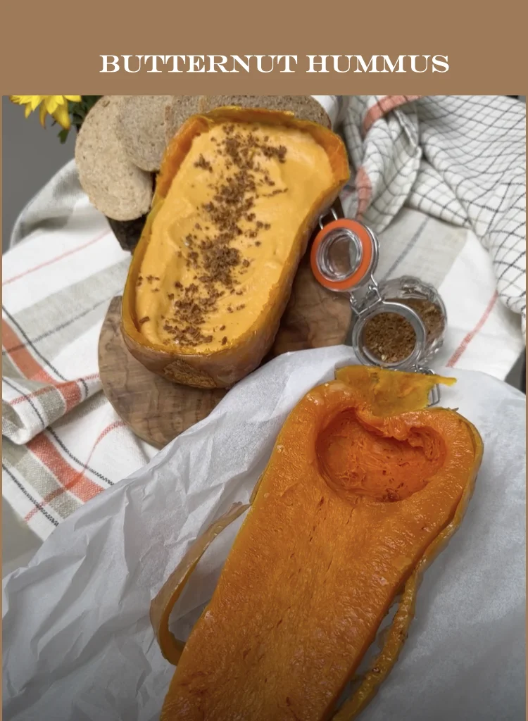Butternut Hummus Served In Squash Shell