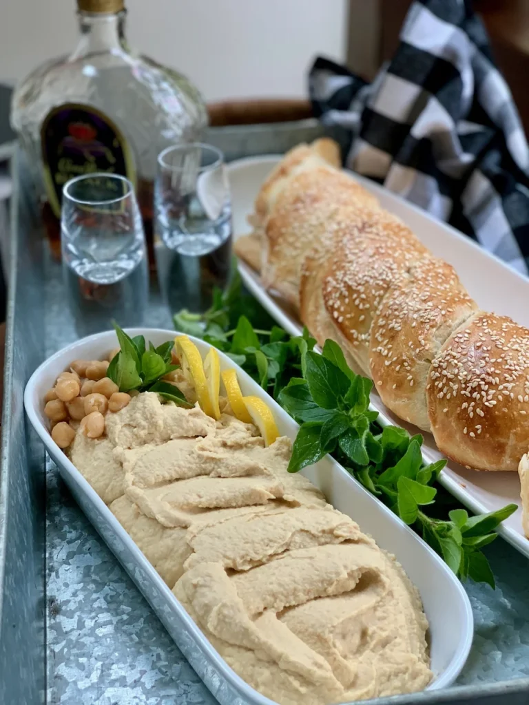 Authentic Homemade Syrian Hummus With Homemade Bread