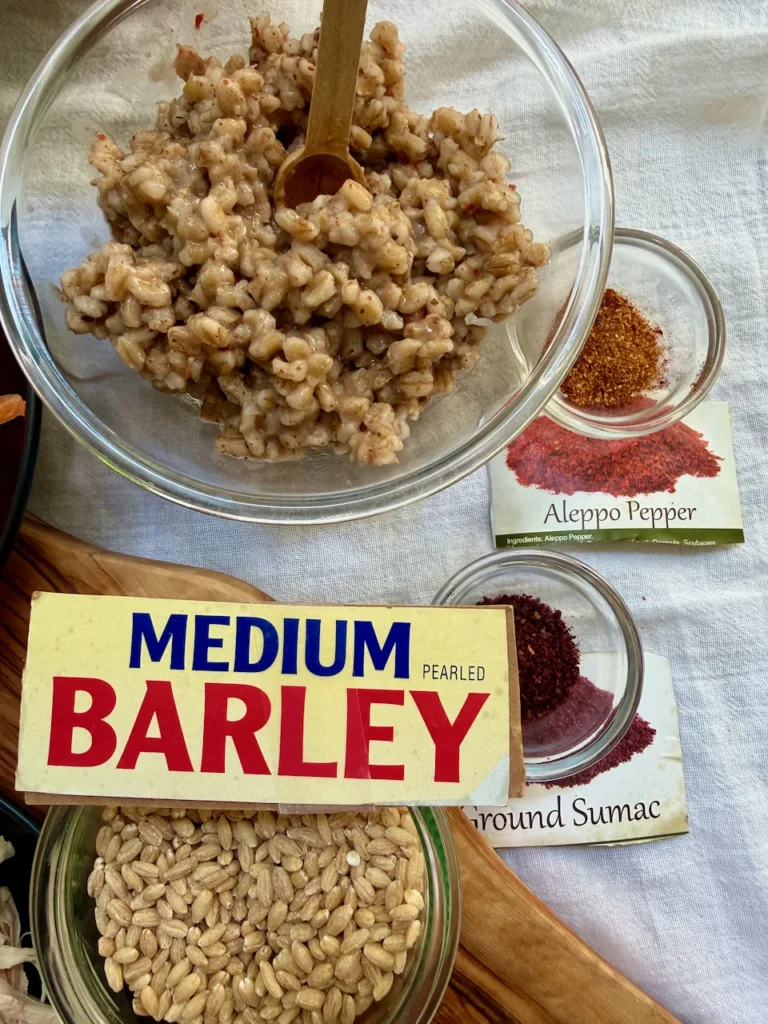 Cooked Barley with Sumac, Aleppo and Garlic