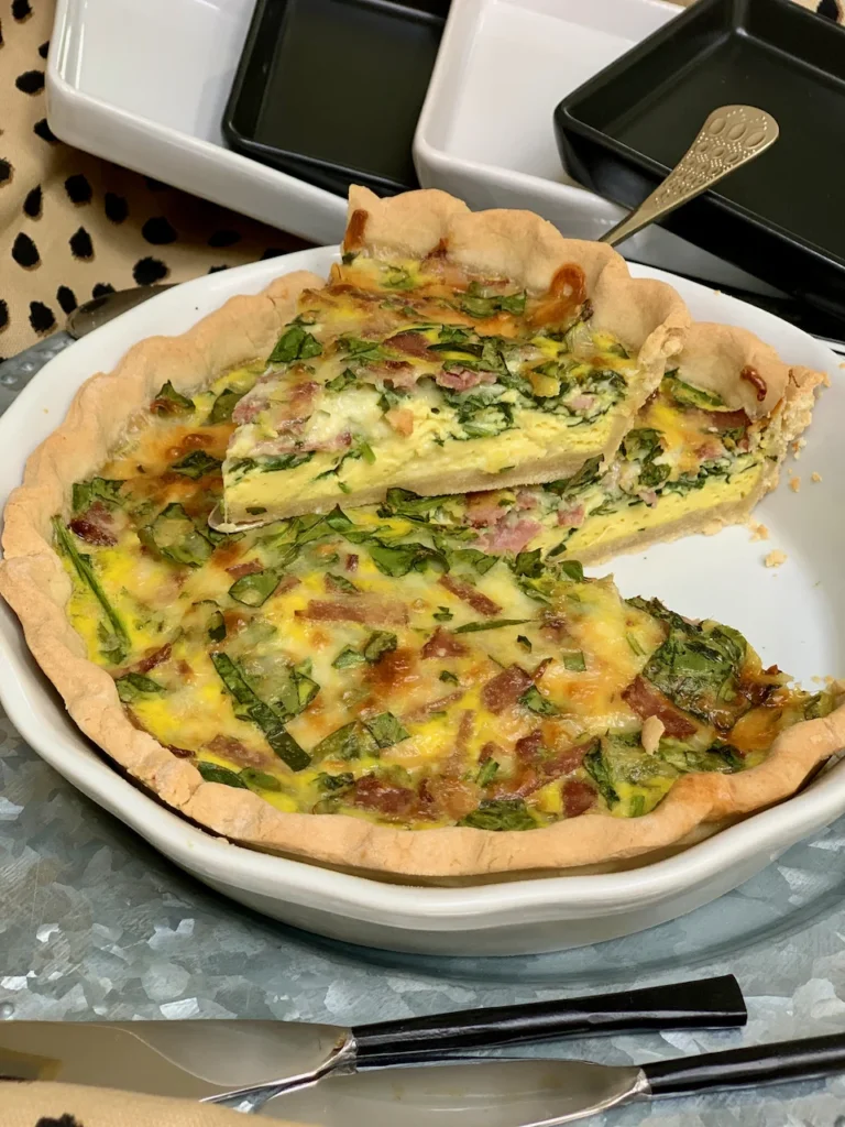 Easy to Prepare Savory Breakfast Pie with Greens and Cheese
