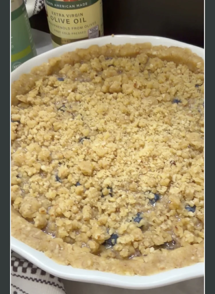A Cookie-Like Crust with a Crumble Topping Made From the Olive Oil Crust Dough
