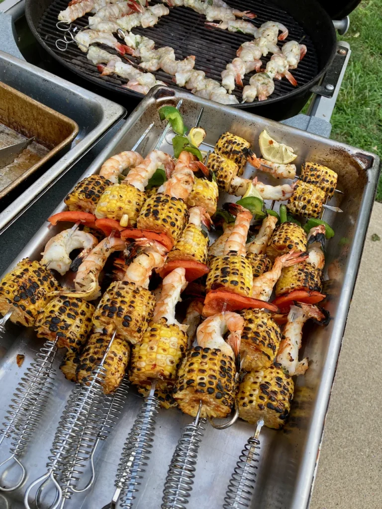Mediterranean Flavors on America's Favorite Shrimp and Corn Skewers with Peppers