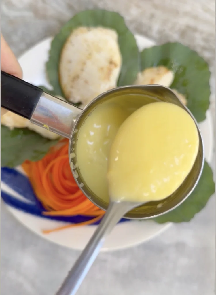 Avgolemono Sauce - Egg Yolks, Olive Oil & Lemon Juice Whisked Over Heat for 1-Minute