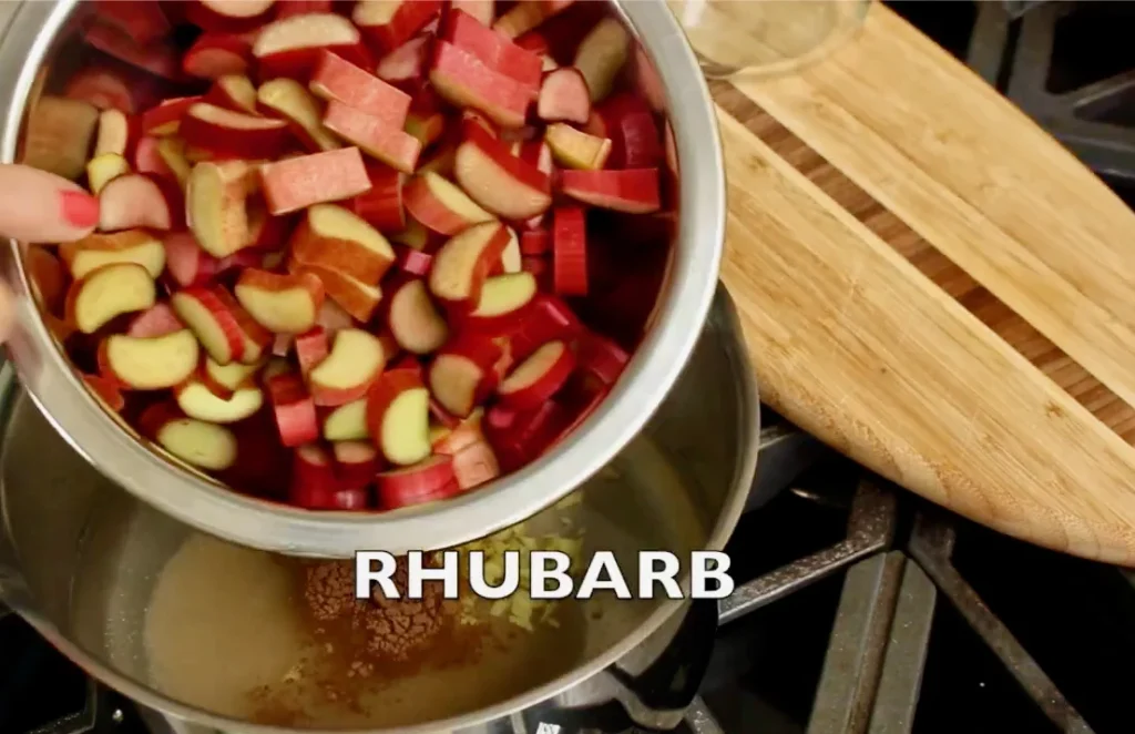 Rhubarb Simmered with Sugar To Soften