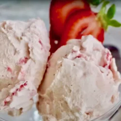 Homemade Strawberry Rhubarb Ice Cream with Fresh Ginger