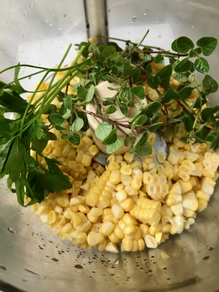 Pureeing A Little Of The Corn and Herbs To Add To The Dressing Enhances Flavors