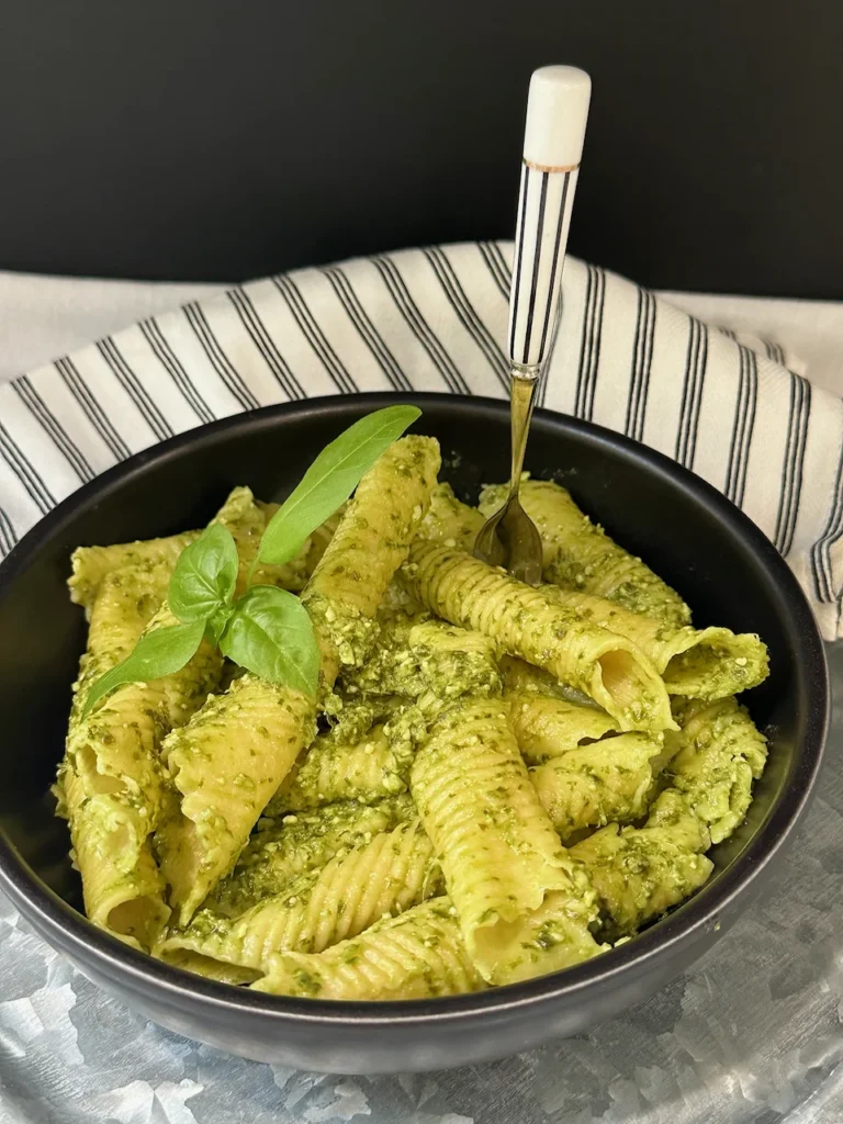 Homemade Pasta with Almond Basil Pesto